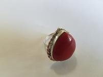Red Coral Teardrop Cabechon Set in Sterling Silver 202//151